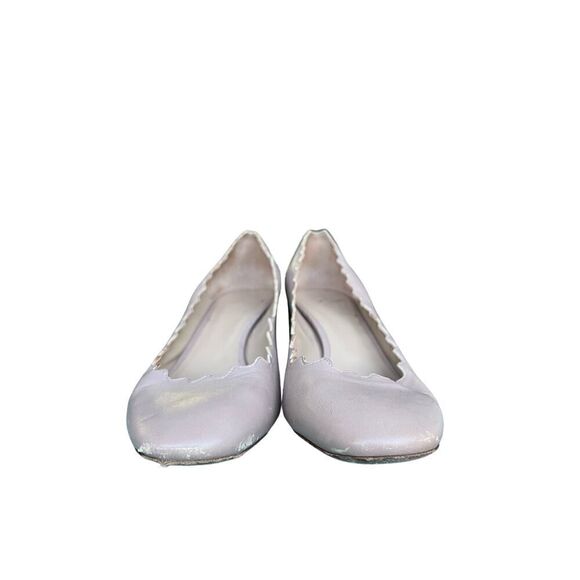 CHLOE Beige Leather Scalloped Block Heel Pumps Made Italy USA Size 8, MSRP:$550 - Picture 2 of 10